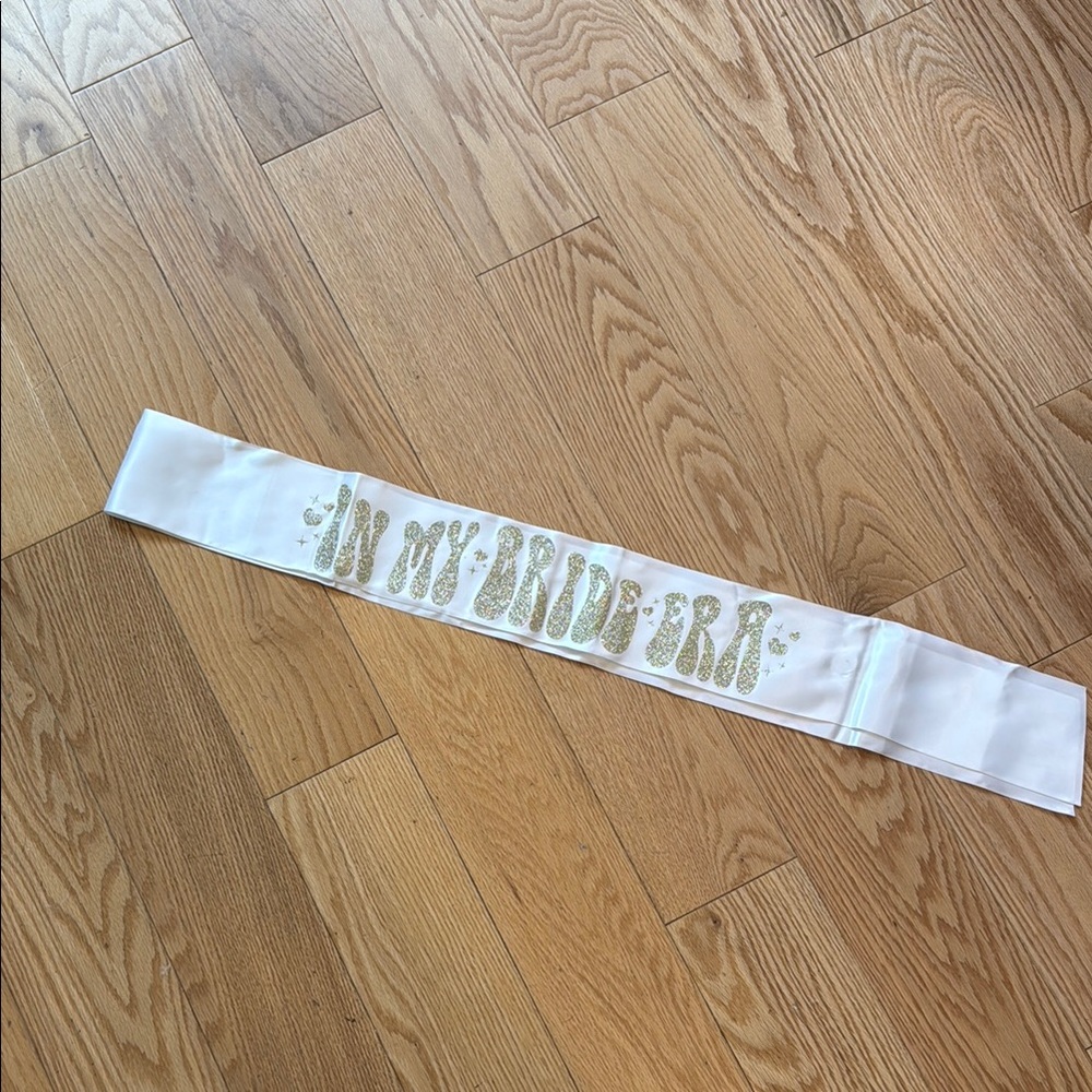 White and Gold Bride Sash